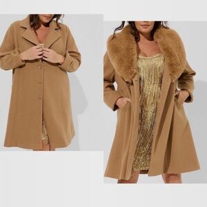 Torrid Mid Length Faux Fur Fit And Flare Coat size 4 4X 26
